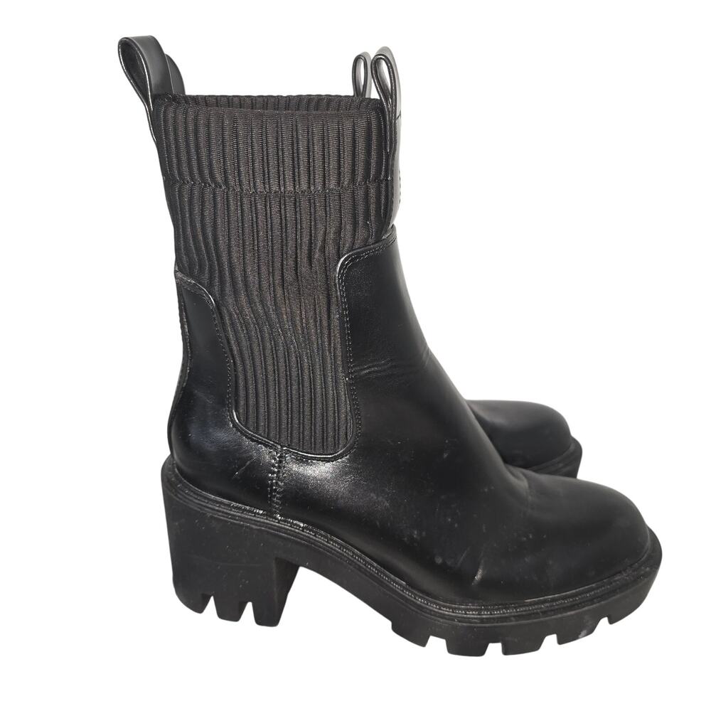 Zara Black Chunky Heel Ankle Booties